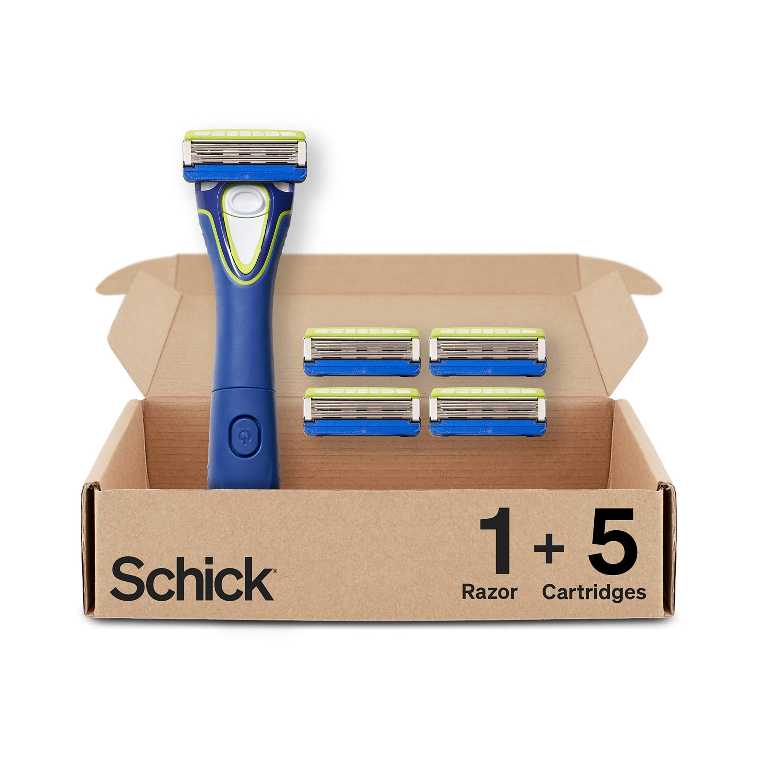 Schick Hydro Skin Comfort Beard Groomer, 4-in-1 Power Razor and Trimmer for Men, 1 Handle and 5 Refills